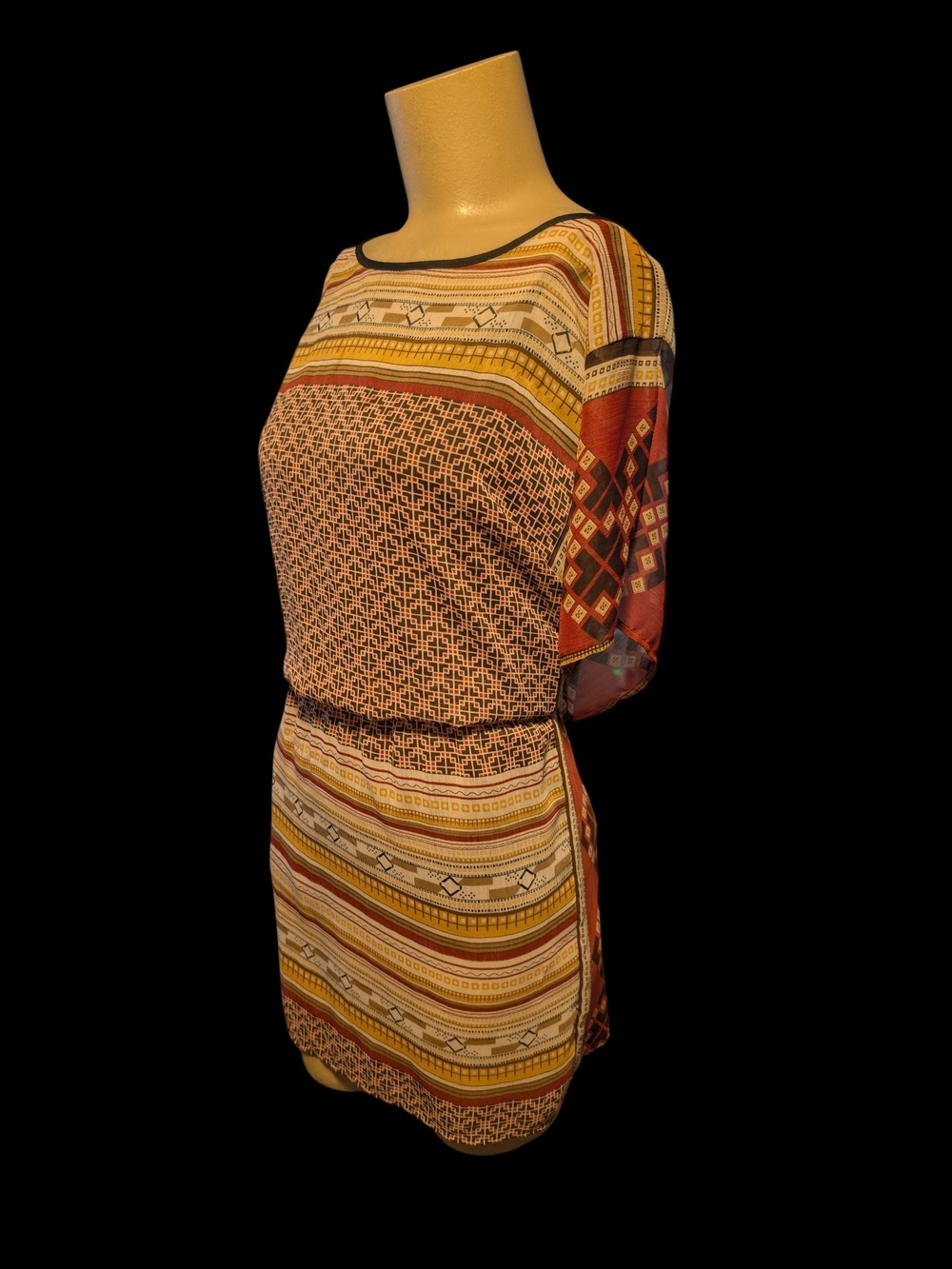 Rue21 Tribal Aztec Boho Geometric Shift Mini Dress Earth Tones Size Large